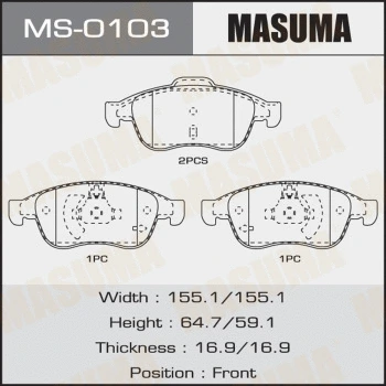 Jeu de mâchoires de frein MASUMA MS-0103