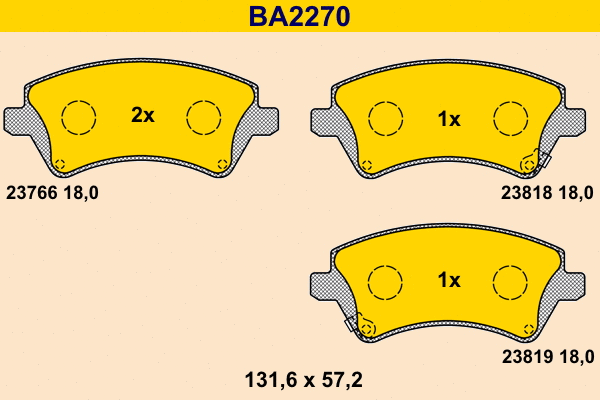 Kit de plaquettes de frein, frein à disque BARUM BA2270