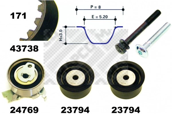 Kit de courroie crantée MAPCO 23738