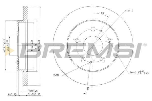 Disque de frein BREMSI CD7387S