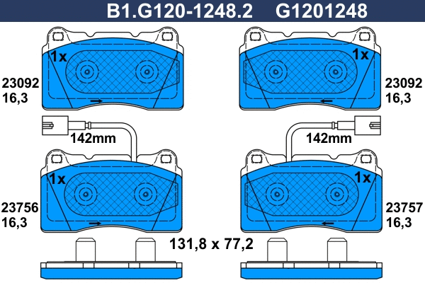 Kit de plaquettes de frein, frein à disque GALFER B1.G120-1248.2