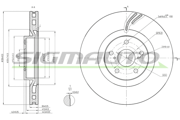 Disque de frein SIGMAUTO DBC497VRD