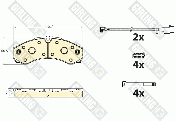 Kit de plaquettes de frein, frein à disque GIRLING 6121095