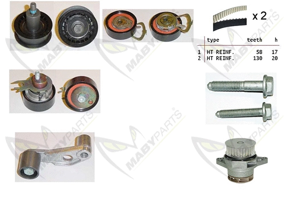 Pompe à eau + kit de courroie crantée MABYPARTS OBKWP0101
