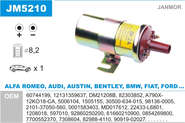 Bobine d'allumage JANMOR JM5210