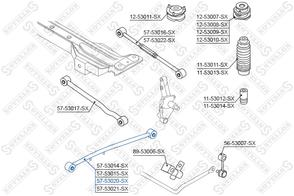 Bras de liaison, suspension de roue STELLOX 57-53020-SX