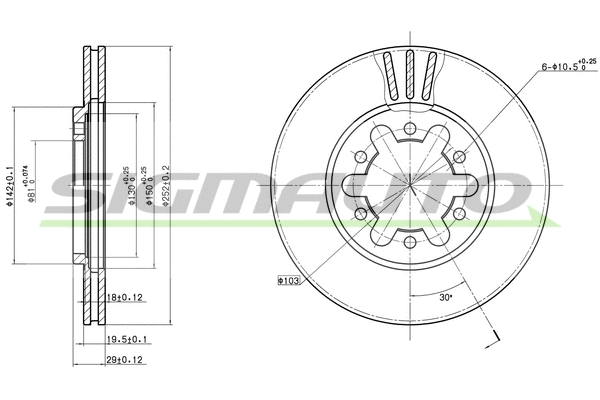 Disque de frein SIGMAUTO DBA382V