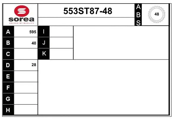 Arbre de transmission STARTCAR 553ST87-48