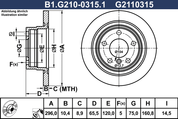 Disque de frein GALFER B1.G210-0315.1