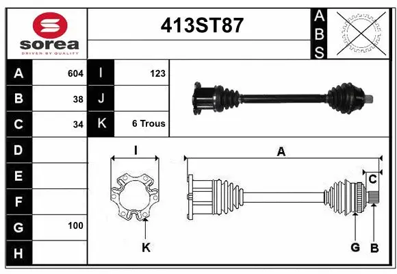 Arbre de transmission STARTCAR 413ST87