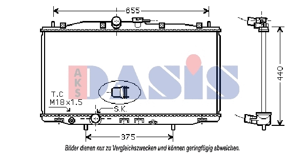 Radiateur, refroidissement du moteur AKS DASIS 100031N