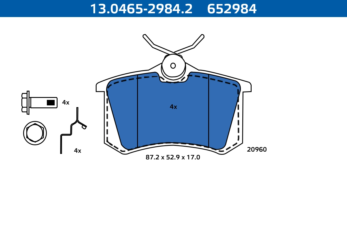 Kit de plaquettes de frein, frein à disque ATE-APAC 13.0465-2984.2