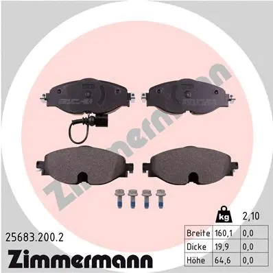Kit de plaquettes de frein, frein à disque ZIMMERMANN 25683.200.2