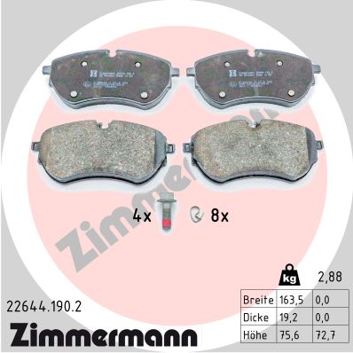 Kit de plaquettes de frein, frein à disque ZIMMERMANN 22644.190.2