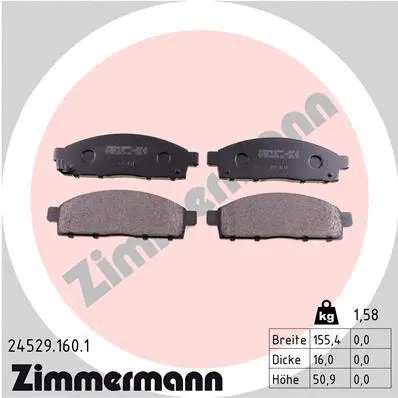 Kit de plaquettes de frein, frein à disque ZIMMERMANN 24529.160.1