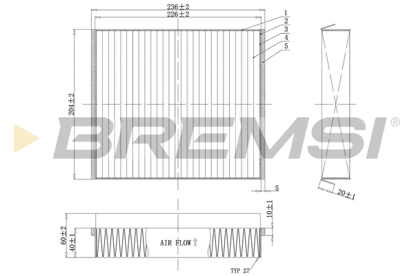 Filtre, air de l'habitacle BREMSI FC1333C