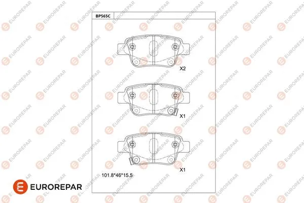 Kit de plaquettes de frein, frein à disque EUROREPAR 1681253780