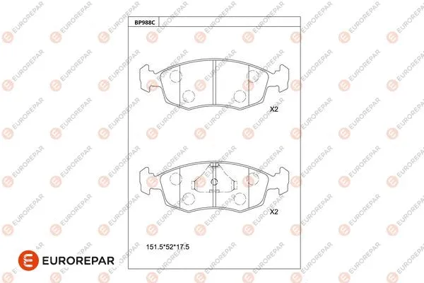 Kit de plaquettes de frein, frein à disque EUROREPAR 1681273180