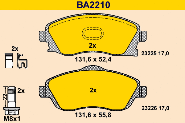Kit de plaquettes de frein, frein à disque BARUM BA2210