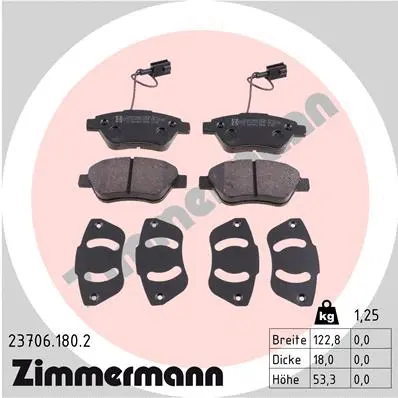 Kit de plaquettes de frein, frein à disque ZIMMERMANN 23706.180.2