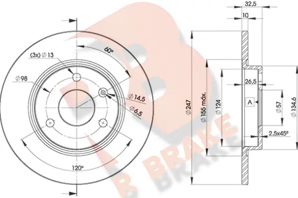 Disque de frein R BRAKE 78RBD27276
