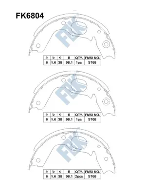 Jeu de mâchoires de frein FBK FK6804