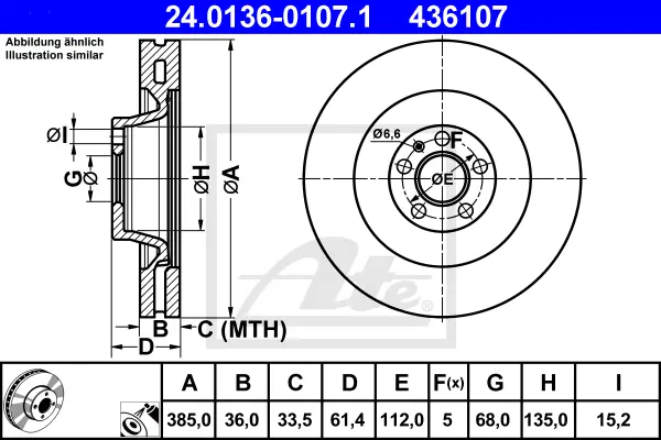 Disque de frein ATE-APAC 24.0136-0107.1