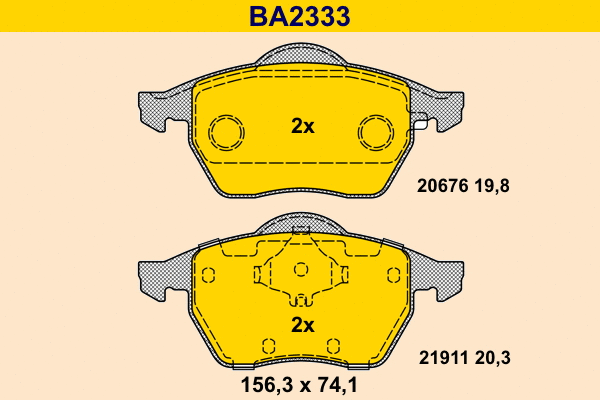Kit de plaquettes de frein, frein à disque BARUM BA2333