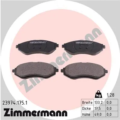 Kit de plaquettes de frein, frein à disque ZIMMERMANN 23974.175.1