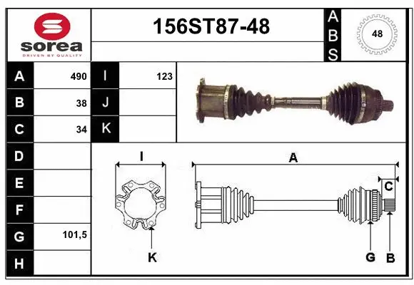 Arbre de transmission STARTCAR 156ST87-48