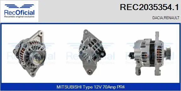 Alternateur RECOFICIAL REC2035354.1