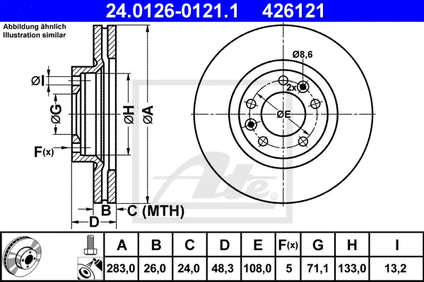 Disque de frein ATE-APAC 24.0126-0121.1