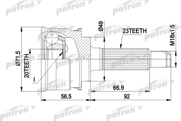Jeu de joints, arbre de transmission PATRON PCV1360