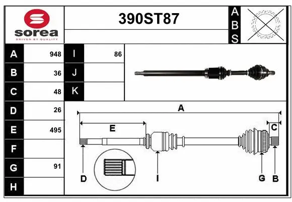 Arbre de transmission STARTCAR 390ST87