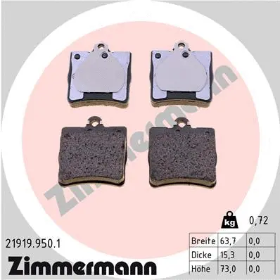 Kit de plaquettes de frein, frein à disque ZIMMERMANN 21919.950.1