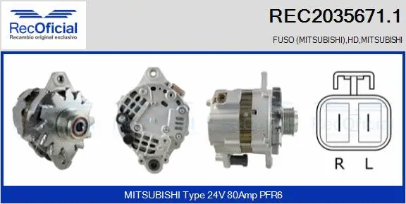 Alternateur RECOFICIAL REC2035671.1