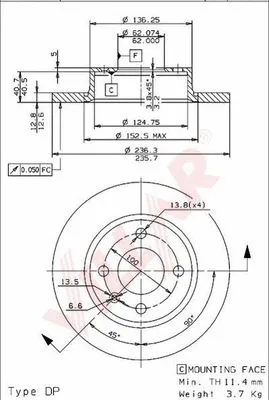 Disque de frein VILLAR 628.1077