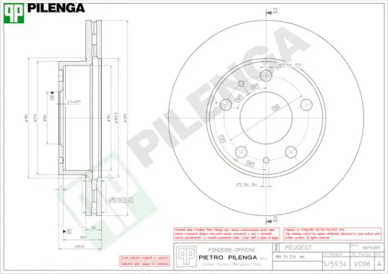 Disque de frein PILENGA V096