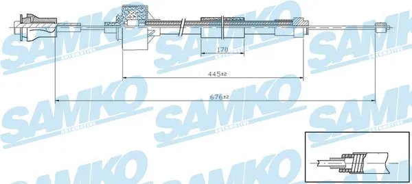 Tirette à câble, commande d'embrayage SAMKO C0426C