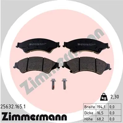 Kit de plaquettes de frein, frein à disque ZIMMERMANN 25632.165.1