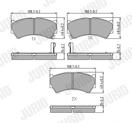 Kit de plaquettes de frein, frein à disque JURID 572433J