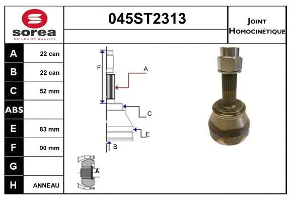 Jeu de joints, arbre de transmission STARTCAR 045ST2313