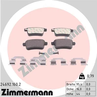 Kit de plaquettes de frein, frein à disque ZIMMERMANN 24692.160.2