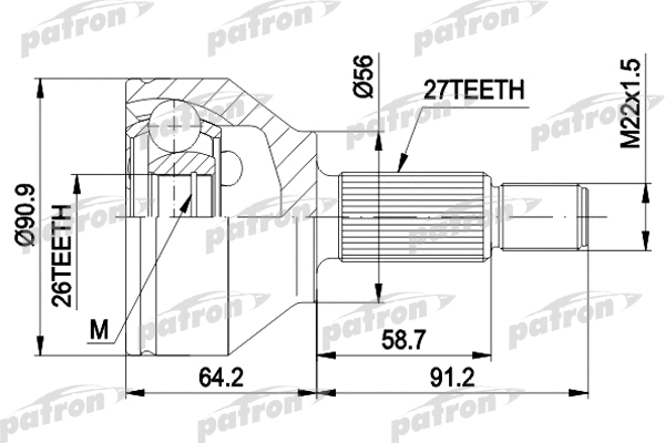 Jeu de joints, arbre de transmission PATRON PCV1549