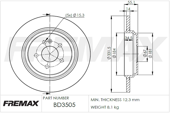 Disque de frein FREMAX BD-3505