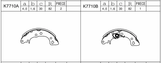 Jeu de mâchoires de frein ASIMCO K7710