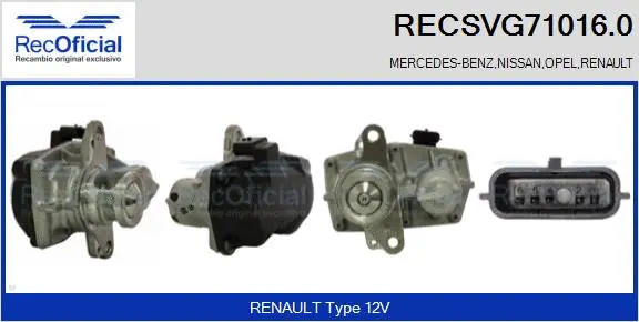 Vanne EGR RECOFICIAL RECSVG71016.0