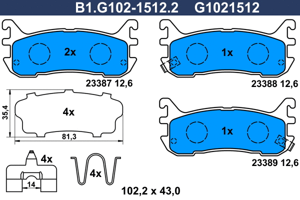 Kit de plaquettes de frein, frein à disque GALFER B1.G102-1512.2