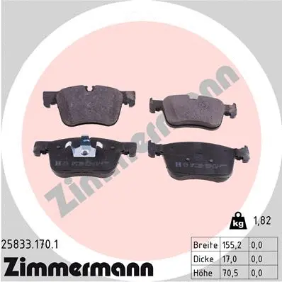 Kit de plaquettes de frein, frein à disque ZIMMERMANN 25833.170.1