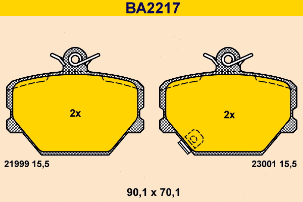 Kit de plaquettes de frein, frein à disque BARUM BA2217